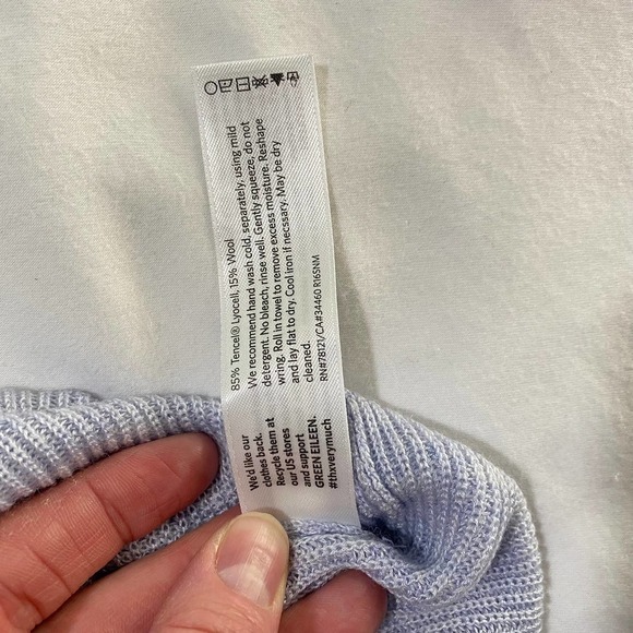 Eileen Fisher Sleeveless Sweater Tunic Light Blue Wool Blend Women's Large - Picture 3 of 4